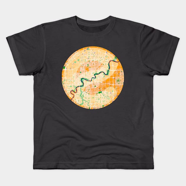 Edmonton Circular Map Kids T-Shirt by Edmonton River